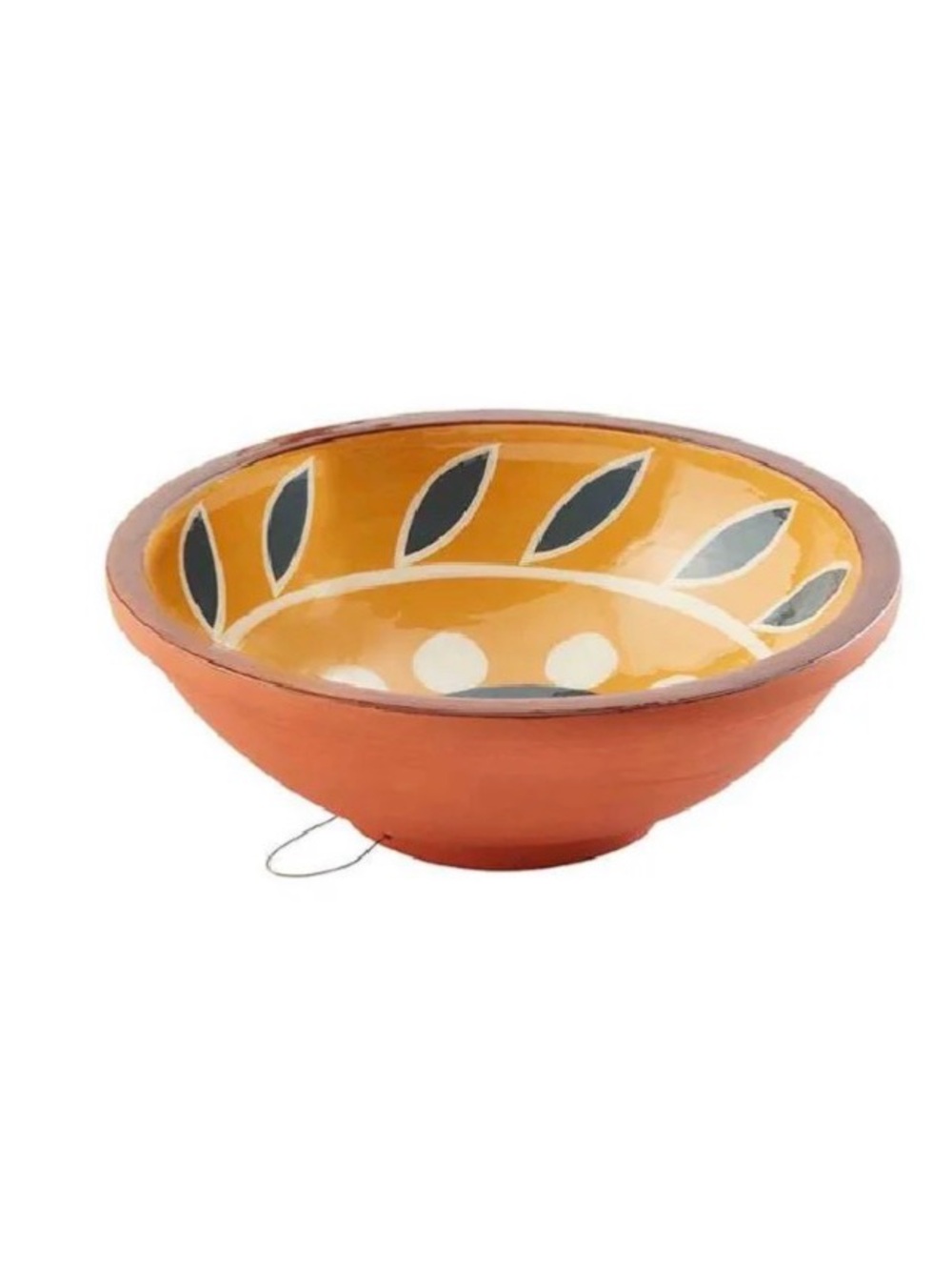 New w/ tag - Painted Terracotta Decorative Bowl in Mustard and Black Mud Pie